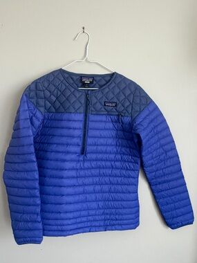 Patagonia Women’s AlpLight 800 Down Pullover MEDIUM Blue Puffer Crew Zip